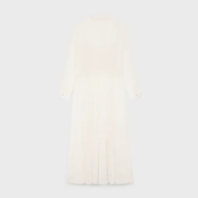 Long Shirt Dress in Cotton Silk Crepon