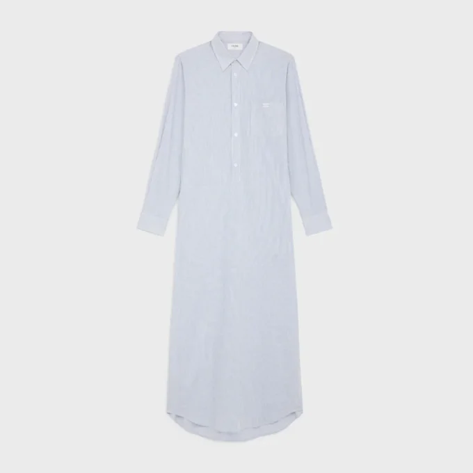 Long Shirt Dress in Striped Cotton