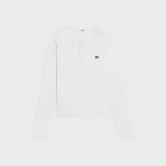 Long Sleeved T-Shirt in Ribbed Cotton Jersey