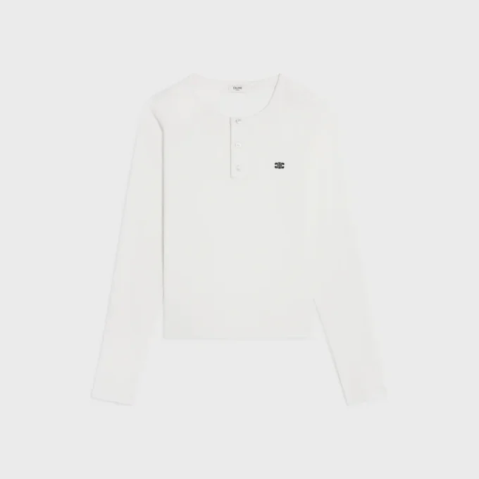 Long Sleeved T-Shirt in Ribbed Cotton Jersey Long Sleeved T-Shirt in Ribbed Cotton Jersey