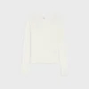 Long-Sleeved Top in Ribbed Cotton and Silk Long-Sleeved Top in Ribbed Cotton and Silk
