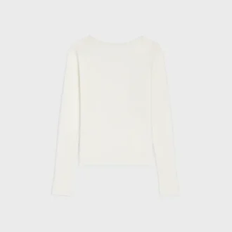 Long-Sleeved Top in Ribbed Cotton and Silk
