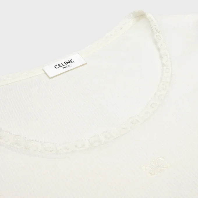 Long-Sleeved Top in Ribbed Cotton and Silk Long-Sleeved Top in Ribbed Cotton and Silk