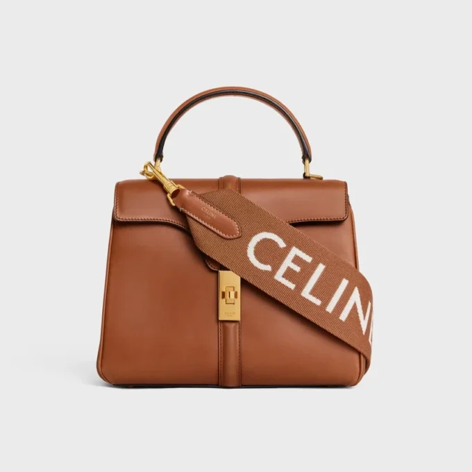 Long Strap in Wool with Celine Jacquard with Gold Finishing Long Strap in Wool with Celine Jacquard with Gold Finishing