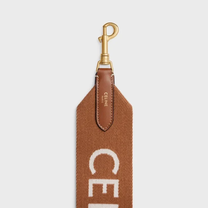 Long Strap in Wool with Celine Jacquard with Gold Finishing Long Strap in Wool with Celine Jacquard with Gold Finishing