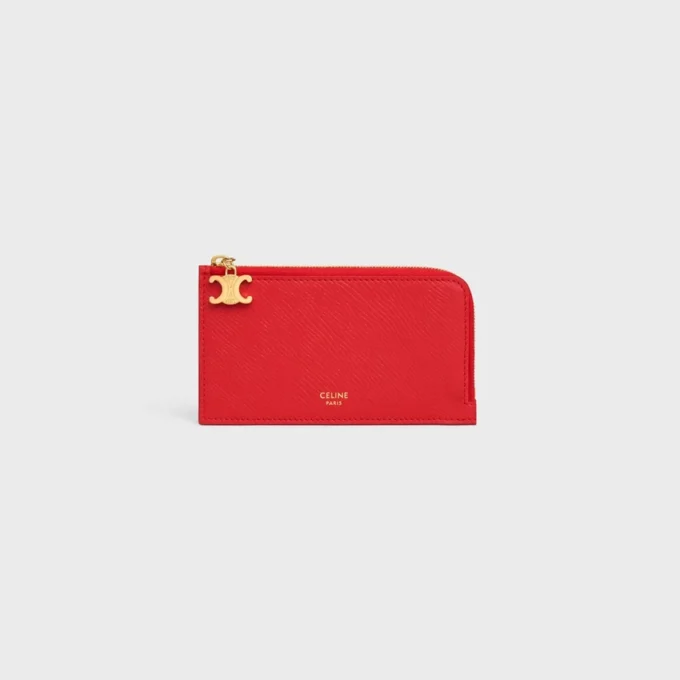 Long Zipped Card Holder in Grained Calfskin Long Zipped Card Holder in Grained Calfskin