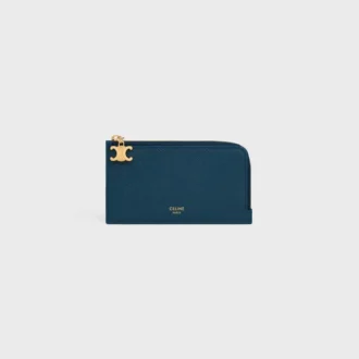 Long Zipped Card Holder in Grained Calfskin