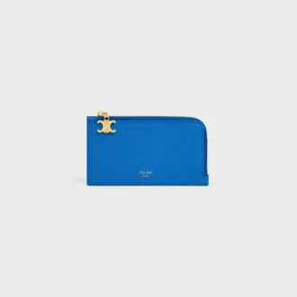 Long Zipped Card Holder in Grained Calfskin