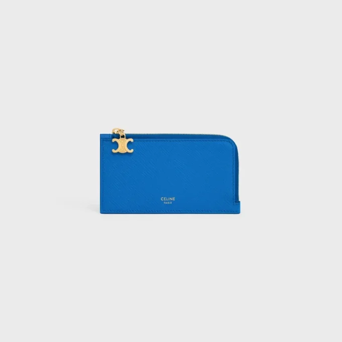 Long Zipped Card Holder in Grained Calfskin Long Zipped Card Holder in Grained Calfskin