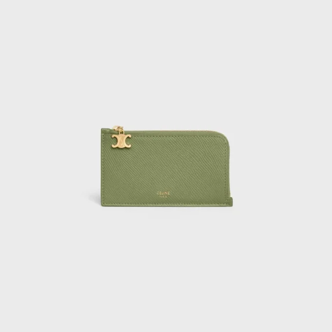 Long Zipped Card Holder in Grained Calfskin Long Zipped Card Holder in Grained Calfskin