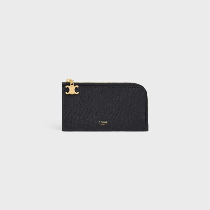 Long Zipped Card Holder in Grained Calfskin Long Zipped Card Holder in Grained Calfskin