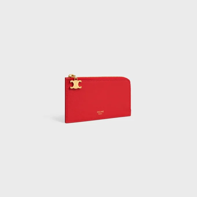 Long Zipped Card Holder in Grained Calfskin Long Zipped Card Holder in Grained Calfskin