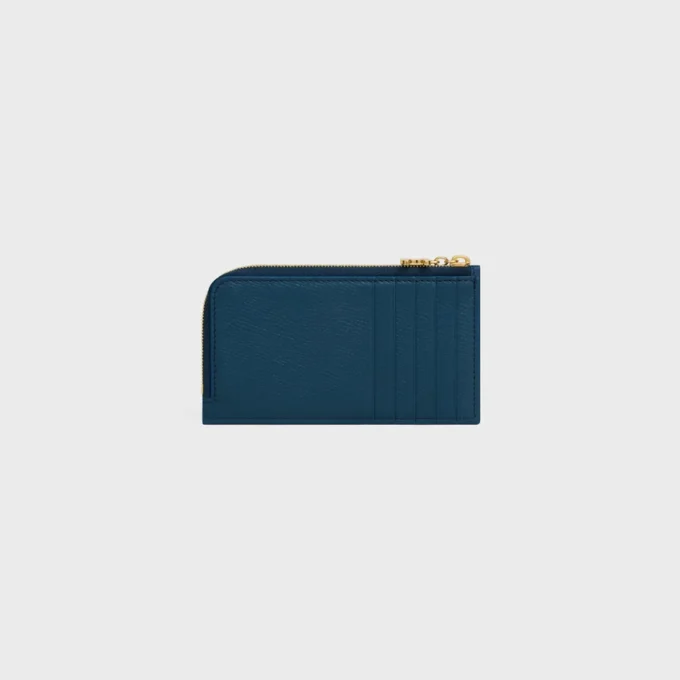 Long Zipped Card Holder in Grained Calfskin Long Zipped Card Holder in Grained Calfskin