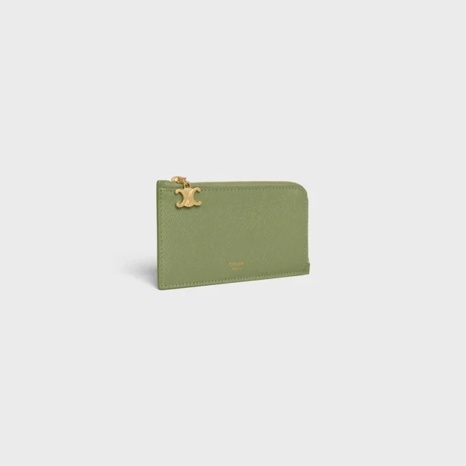 Long Zipped Card Holder in Grained Calfskin Long Zipped Card Holder in Grained Calfskin