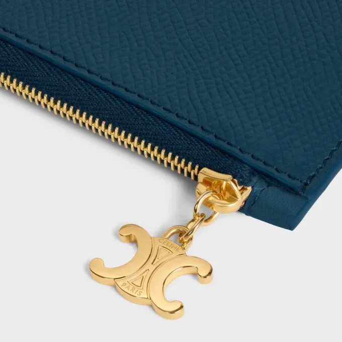Long Zipped Card Holder in Grained Calfskin Long Zipped Card Holder in Grained Calfskin