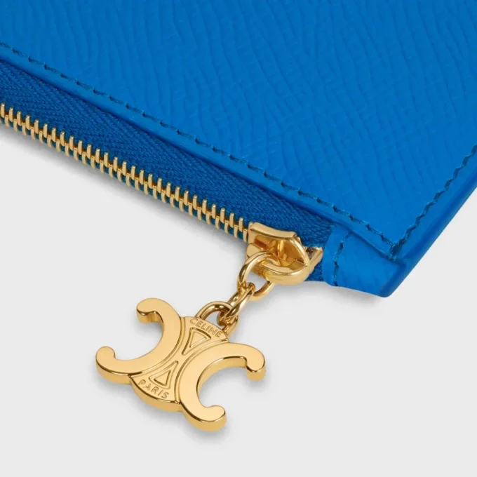 Long Zipped Card Holder in Grained Calfskin Long Zipped Card Holder in Grained Calfskin