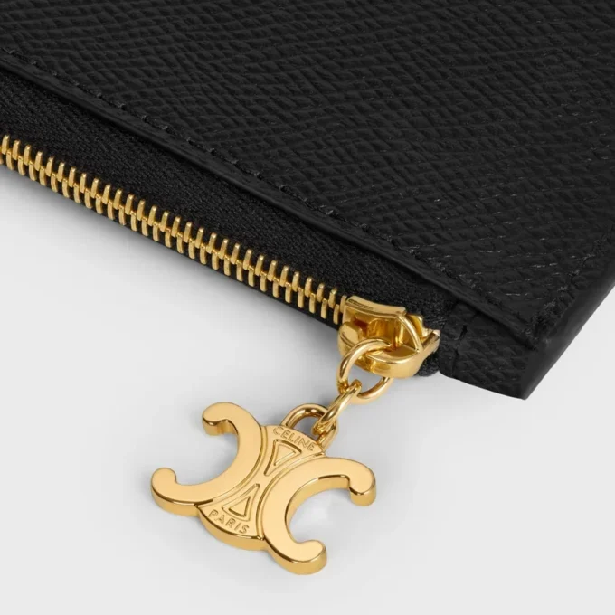 Long Zipped Card Holder in Grained Calfskin Long Zipped Card Holder in Grained Calfskin