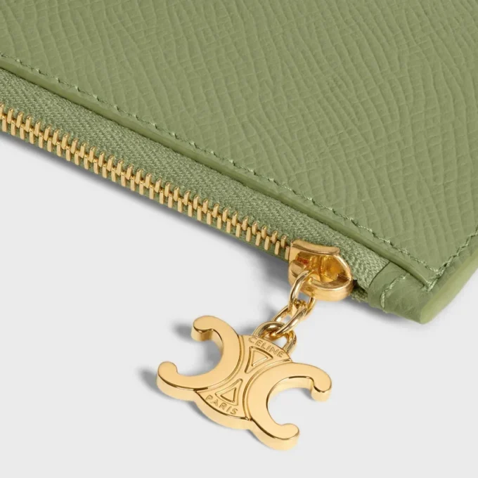 Long Zipped Card Holder in Grained Calfskin Long Zipped Card Holder in Grained Calfskin