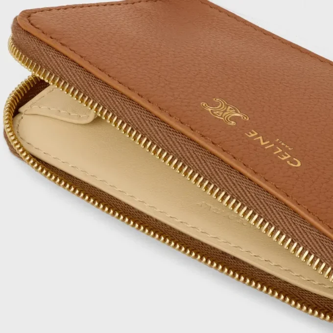 Long Zipped Card Holder in Supple Grained Calfskin Long Zipped Card Holder in Supple Grained Calfskin