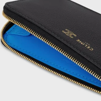 Long Zipped Card Holder in Supple Grained Calfskin