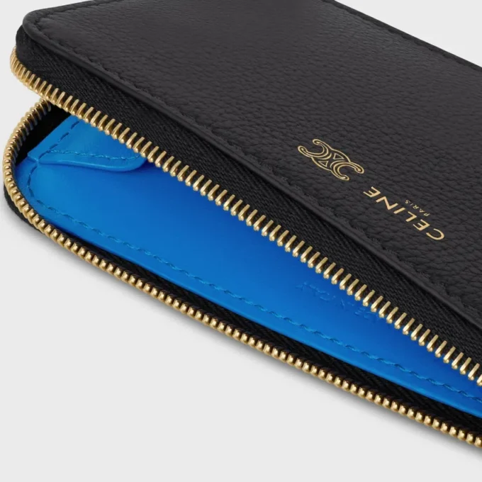 Long Zipped Card Holder in Supple Grained Calfskin Long Zipped Card Holder in Supple Grained Calfskin