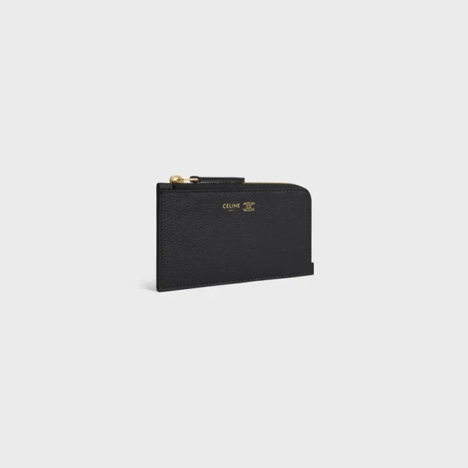 Long Zipped Card Holder in Supple Grained Calfskin Long Zipped Card Holder in Supple Grained Calfskin