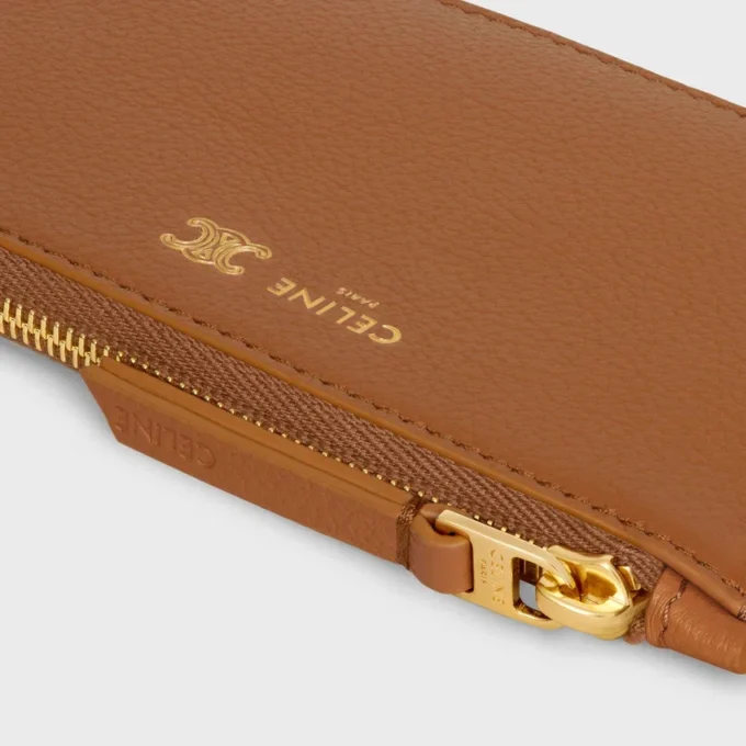 Long Zipped Card Holder in Supple Grained Calfskin Long Zipped Card Holder in Supple Grained Calfskin