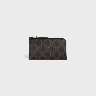 Long Zipped Card Holder in Triomphe Canvas and Calfskin