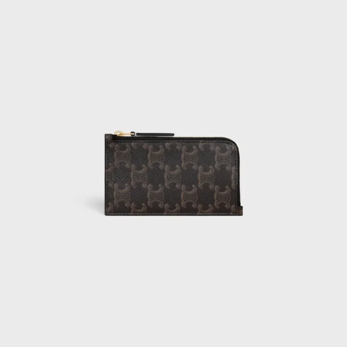Long Zipped Card Holder in Triomphe Canvas and Calfskin Long Zipped Card Holder in Triomphe Canvas and Calfskin