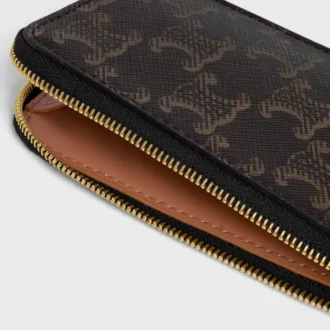 Long Zipped Card Holder in Triomphe Canvas and Calfskin