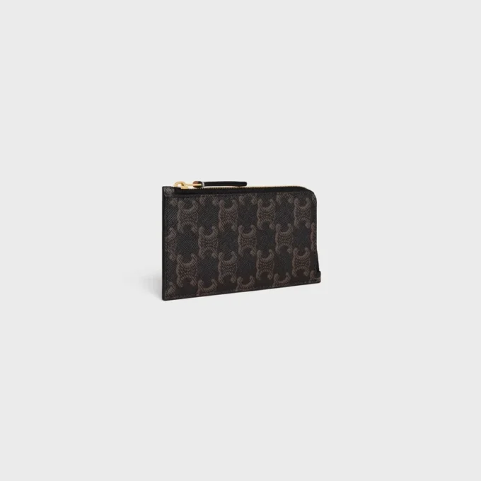 Long Zipped Card Holder in Triomphe Canvas and Calfskin Long Zipped Card Holder in Triomphe Canvas and Calfskin