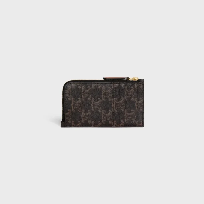 Long Zipped Card Holder in Triomphe Canvas and Calfskin Long Zipped Card Holder in Triomphe Canvas and Calfskin