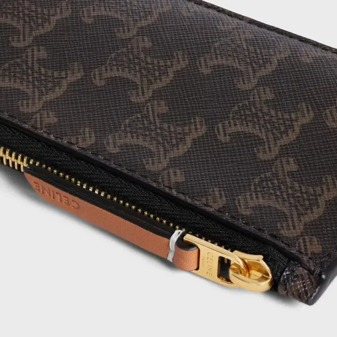 Long Zipped Card Holder in Triomphe Canvas and Calfskin Long Zipped Card Holder in Triomphe Canvas and Calfskin
