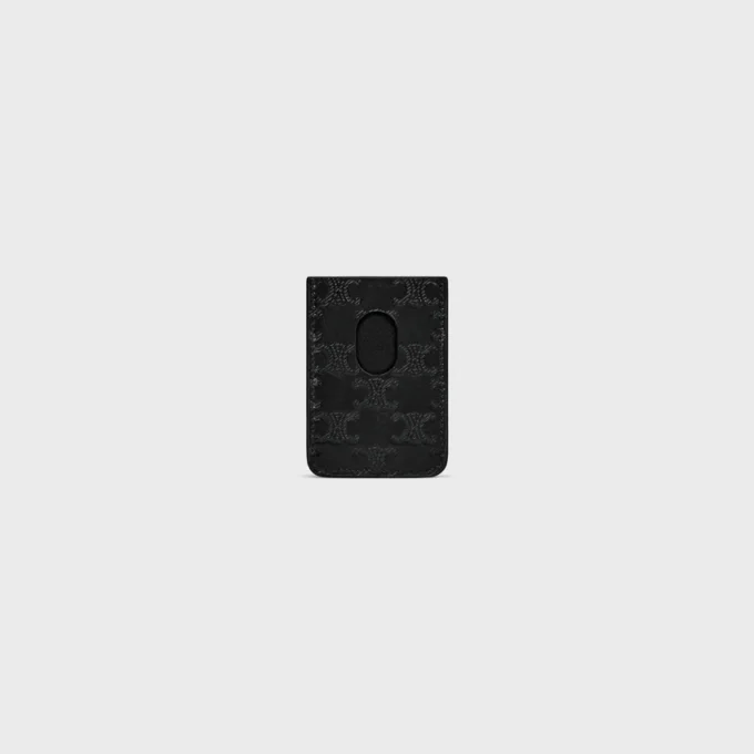 Magnet Card Holder in Calfskin with Triomphe Embossed