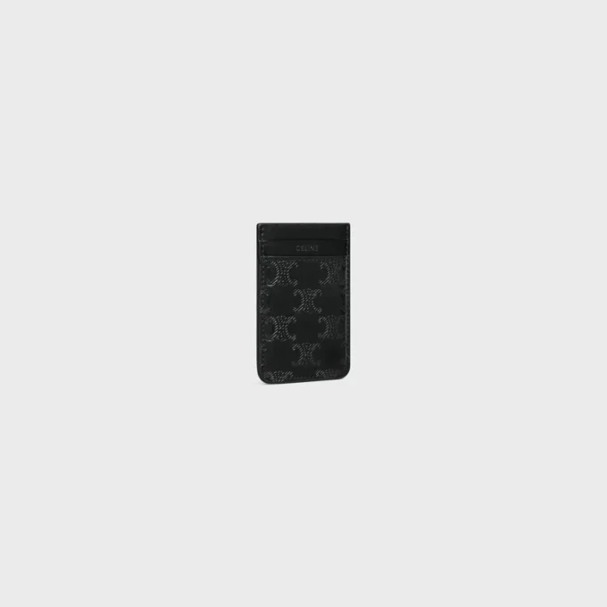 Magnet Card Holder in Calfskin with Triomphe Embossed