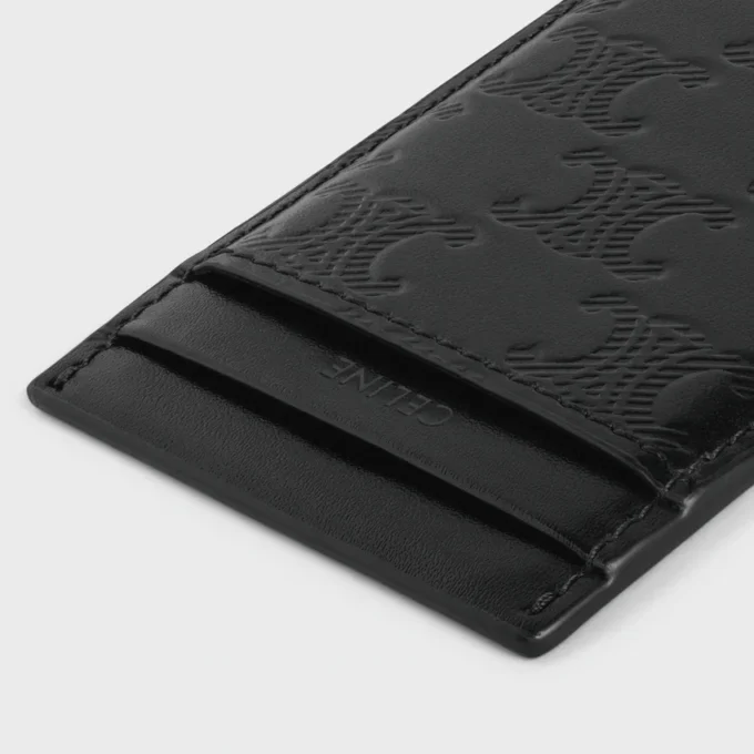 Magnet Card Holder in Calfskin with Triomphe Embossed