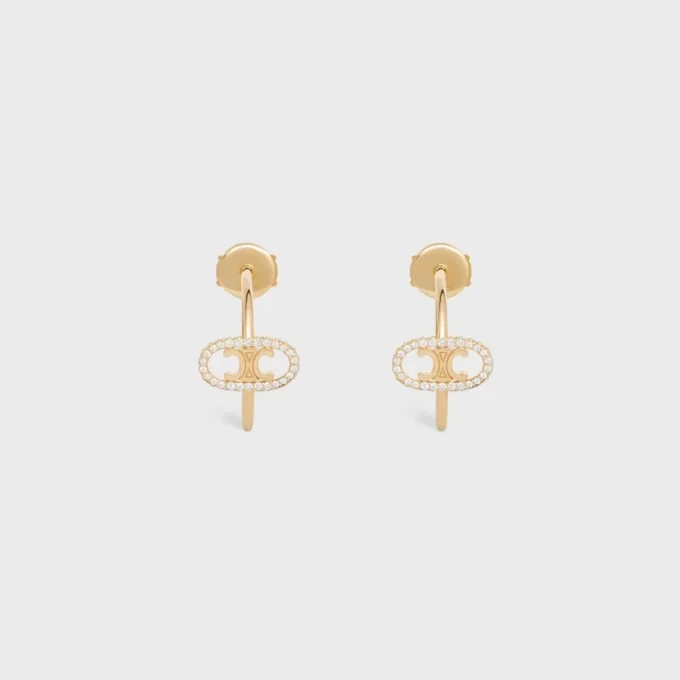 Maillon Triomphe Hoops in Yellow Gold and Diamonds