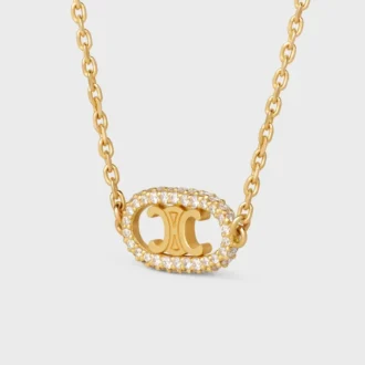 Maillon Triomphe Necklace in Yellow Gold and Diamonds