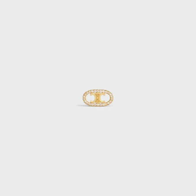 Maillon Triomphe Stud in Yellow Gold and Diamonds Maillon Triomphe Stud in Yellow Gold and Diamonds