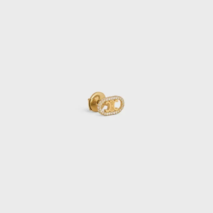 Maillon Triomphe Stud in Yellow Gold and Diamonds Maillon Triomphe Stud in Yellow Gold and Diamonds