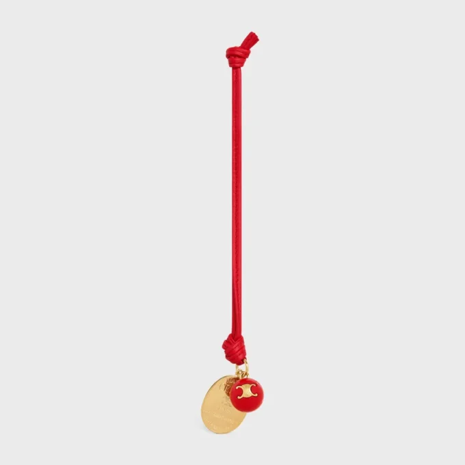 Maison Celine Medallion Charm in Smooth Lambskin and Metal Maison Celine Medallion Charm in Smooth Lambskin and Metal