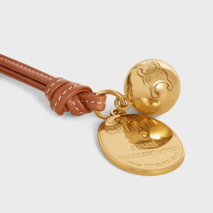 Maison Celine Medallion Charm in Smooth Lambskin and Metal Maison Celine Medallion Charm in Smooth Lambskin and Metal