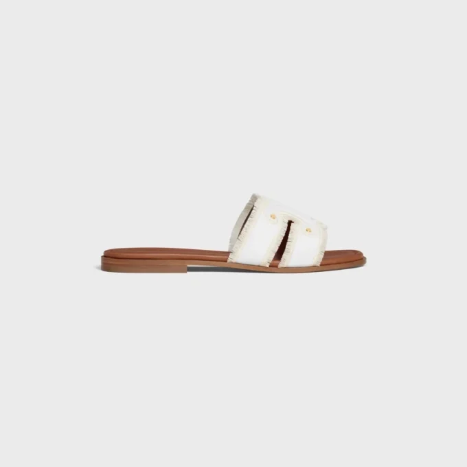 Marina Mule in Fringed Canvas Marina Mule in Fringed Canvas