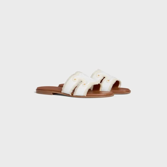 Marina Mule in Fringed Canvas Marina Mule in Fringed Canvas