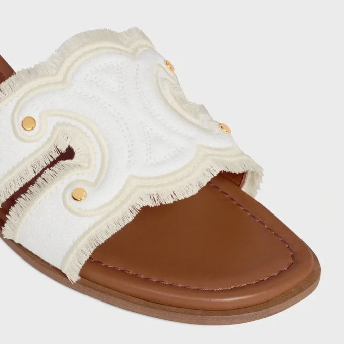 Marina Mule in Fringed Canvas Marina Mule in Fringed Canvas