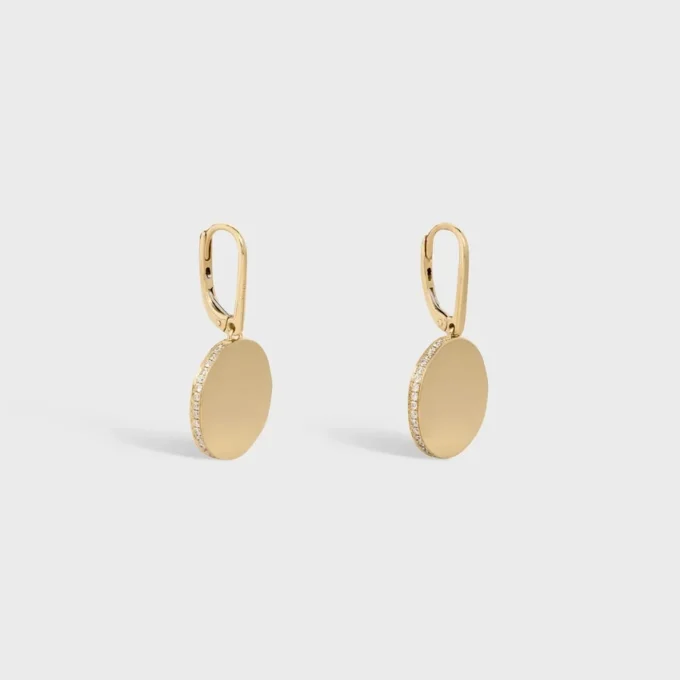 Medaille Celine Earrings in Yellow Gold and Diamonds