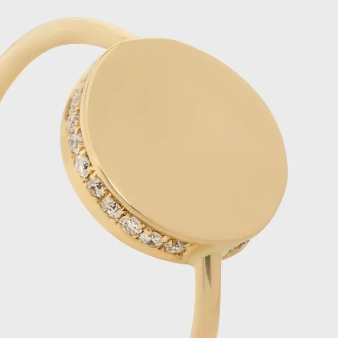 Medaille Celine Ring in Yellow Gold and Diamonds