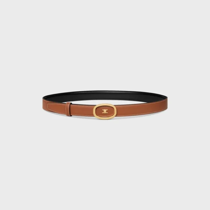Medium 25Mm Reversible Celine Alix Belt in Taurillon and Natural Calfskin Medium 25Mm Reversible Celine Alix Belt in Taurillon and Natural Calfskin