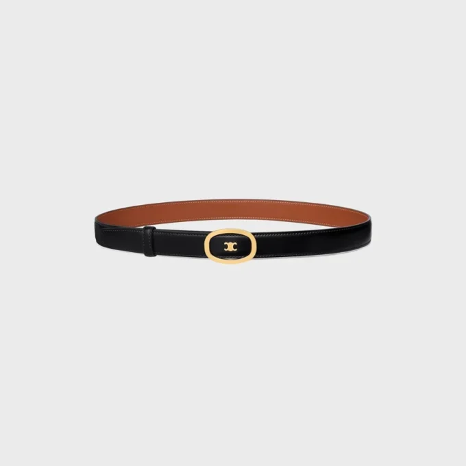 Medium 25Mm Reversible Celine Alix Belt in Taurillon and Natural Calfskin Medium 25Mm Reversible Celine Alix Belt in Taurillon and Natural Calfskin