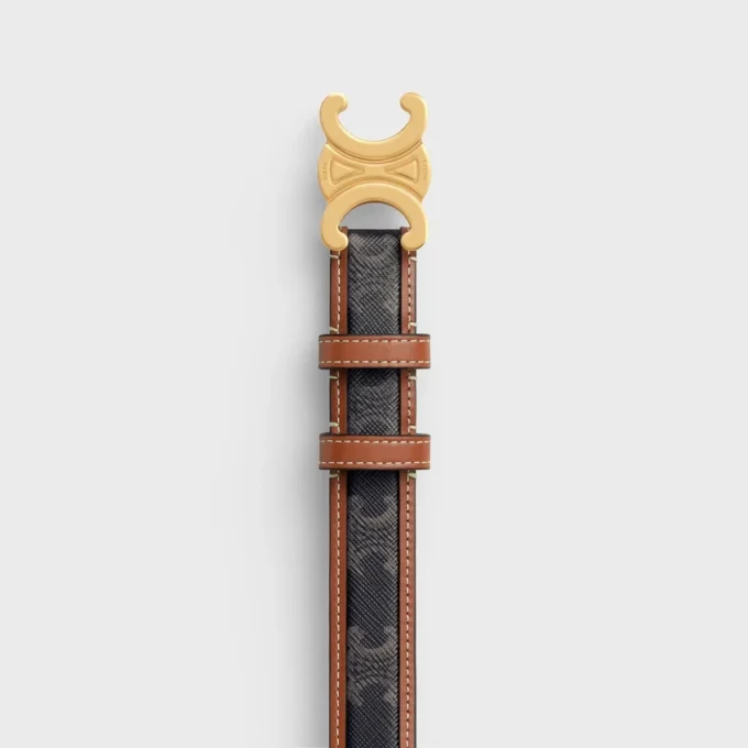 Medium 25Mm Triomphe Belt in Triomphe Canvas and Calfskin